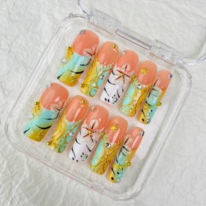 GAGUGAGU F3-045G Glossy Press-On Nails for Everyday Looks, Birthday Parties and Date Nights, S M L