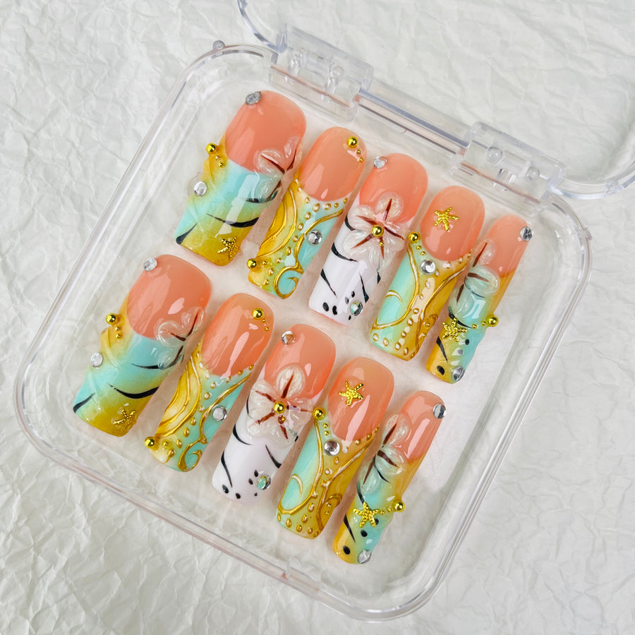 GAGUGAGU F3-045G Glossy Press-On Nails for Everyday Looks, Birthday Parties and Date Nights, S M L
