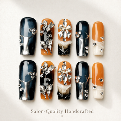 Medium Square Press On Nails - Long square 10 pieces, handcrafted luxury