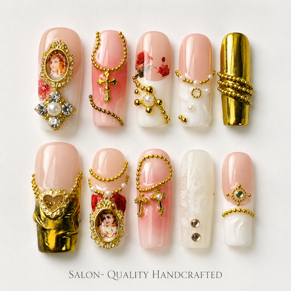 Medium Square Press On Nails - Medium square 10 pieces, handcrafted luxury