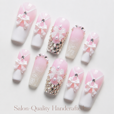 Medium Square Press On Nails - Red star glitter nails, 3d rhi...