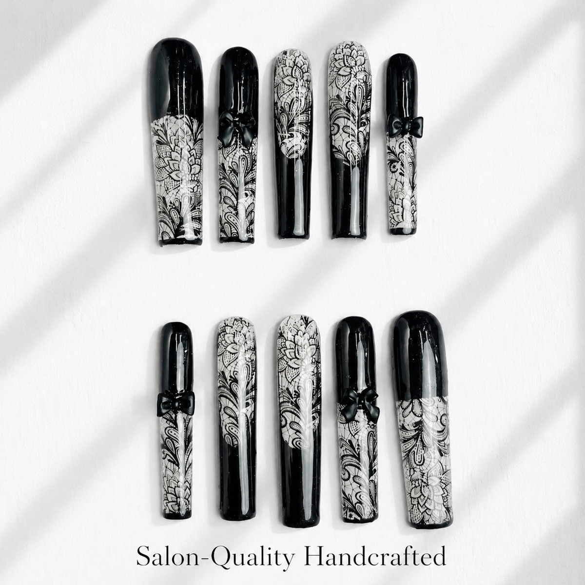 Medium Square Press On Nails - Orange rhinestone flower nails...