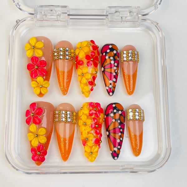 GAGUGAGU J3-805G Glossy Press-On Nails for Everyday Looks, Birthday Parties and Date Nights, S M L