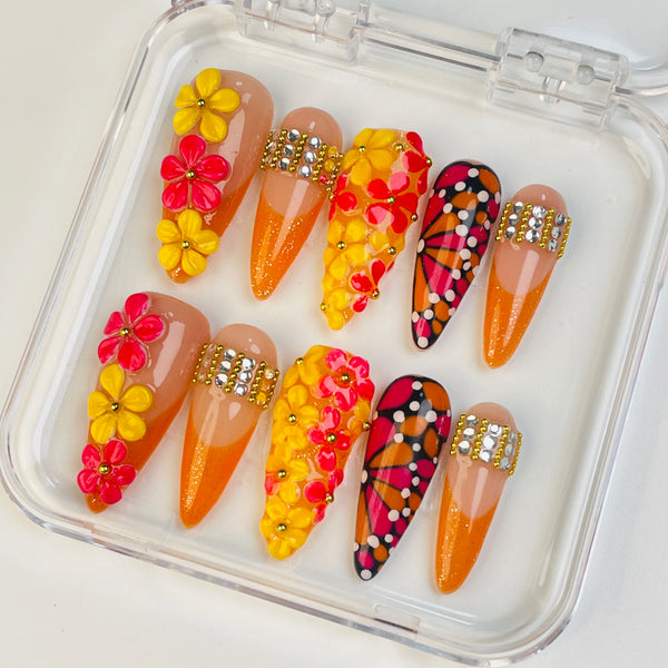 GAGUGAGU J3-805G Glossy Press-On Nails for Everyday Looks, Birthday Parties and Date Nights, S M L