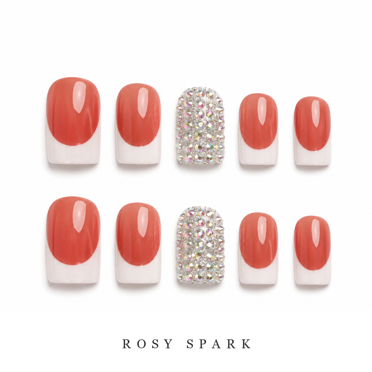 GAGUGAGU Red Cherry French Tip Press-On Nails for Summer Dates, Glossy False Nails for Birthday Party, Date Night and Weekend Style, S M L