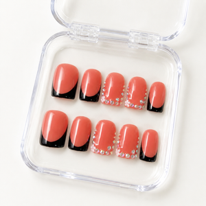GAGUGAGU Pink Coral Chrome Press-On Nails for Girls Night Out, Glossy False Nails for Birthday Party, Date Night and Weekend Style, S M L