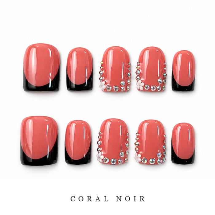 GAGUGAGU Pink Coral Chrome Press-On Nails for Girls Night Out, Glossy False Nails for Birthday Party, Date Night and Weekend Style, S M L