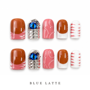 GAGUGAGU Blue Butterfly Glitter Press-On Nails for Festival Season, Glossy False Nails for Birthday Party, Date Night and Weekend Style, S M L