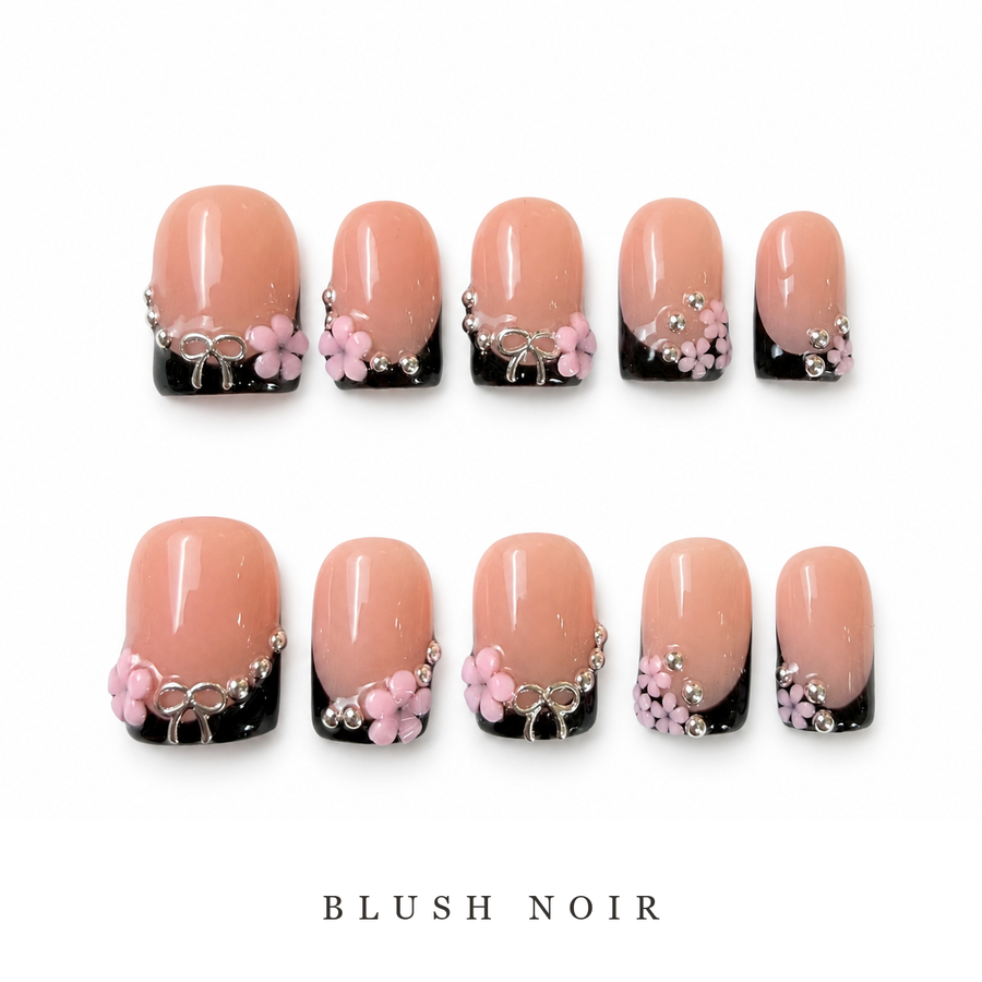 GAGUGAGU Blush Glitter Ombre Press-On Nails for Bridal Shower, Glossy False Nails for Birthday Party, Date Night and Weekend Style, S M L