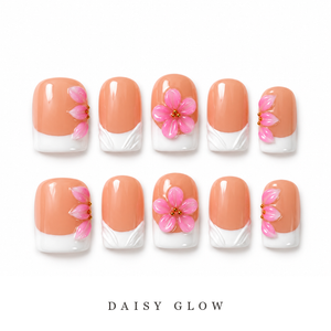 GAGUGAGU Peach Heart Accent Press-On Nails for Everyday Date Night, Glossy False Nails for Birthday Party, Date Night and Weekend Style, S M L