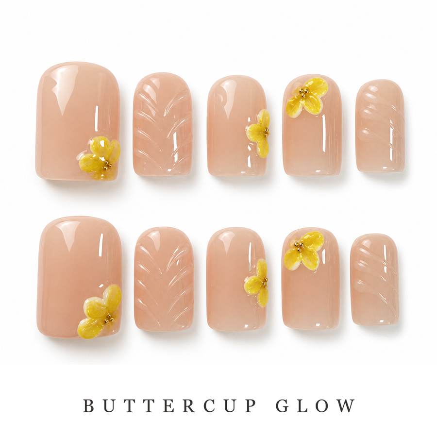 GAGUGAGU Butterfly Glow Press-On Nails for Summer Festival, Glossy False Nails for Birthday Party, Date Night and Weekend Style, S M L