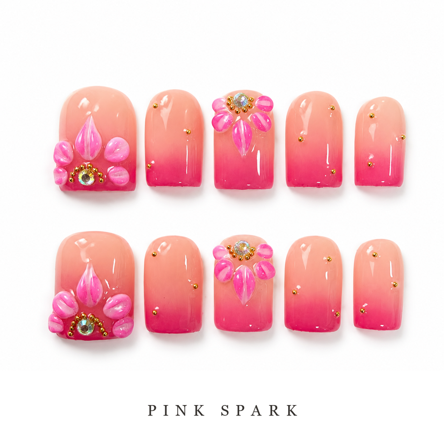 GAGUGAGU Hot Pink Daisy Press-On Nails for Birthday Party, Glossy False Nails for Birthday Party, Date Night and Weekend Style, S M L