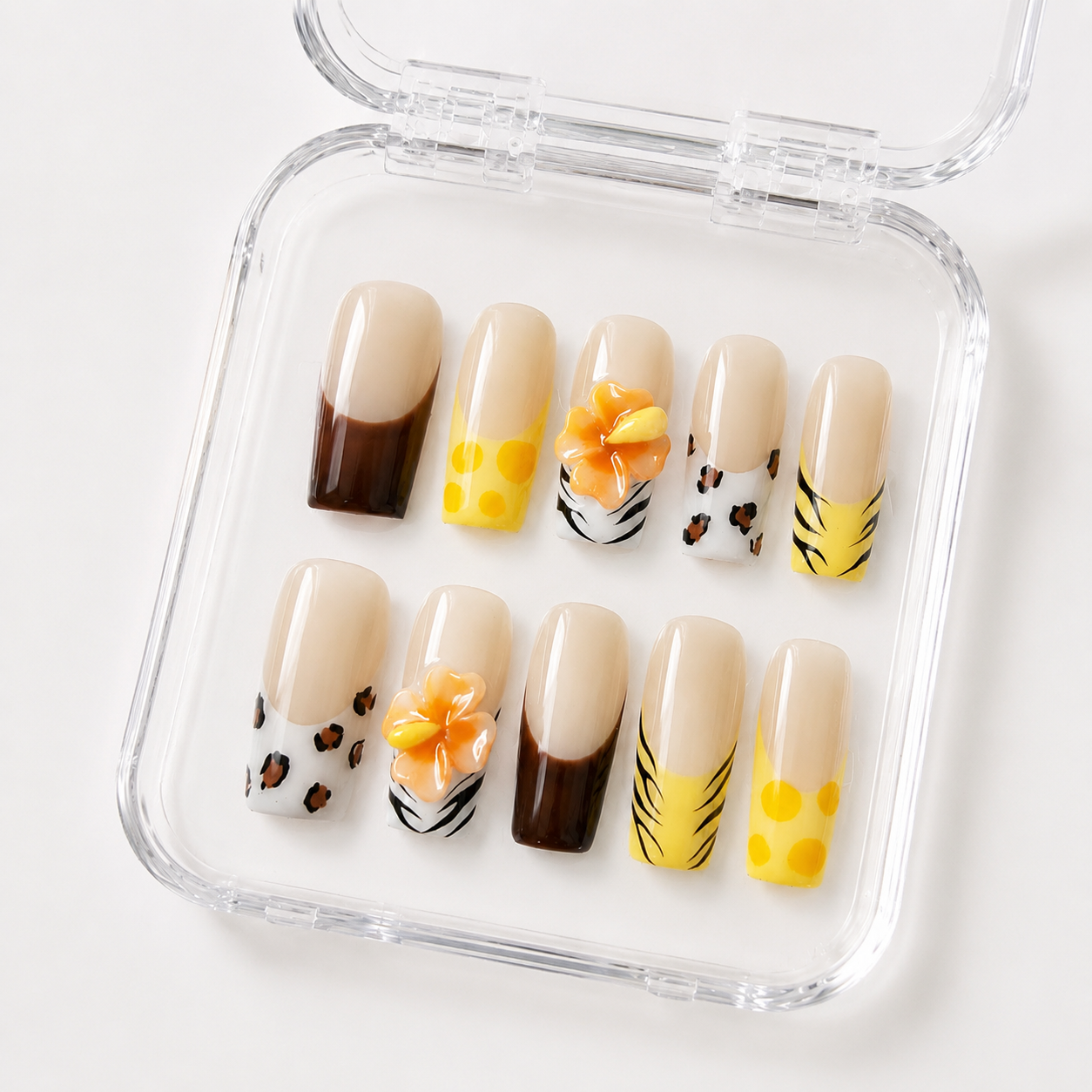 GAGUGAGU Yellow Chick Egg Press-On Nails for Easter Party, Glossy False Nails for Birthday Party, Date Night and Weekend Style, S M L