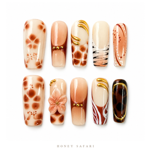 GAGUGAGU Brown Cow Print Press-On Nails for Country Concert, Glossy False Nails for Birthday Party, Date Night and Weekend Style, S M L